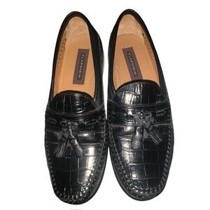 Florsheim Men's 9 Black Crocodile Embossed Tassel Detail Dress Career Loafers